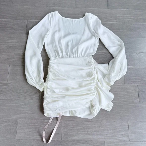 House of CB Chambery White Backless Ruched Mini Dress • NWT • Size S Open Back - Picture 14 of 16